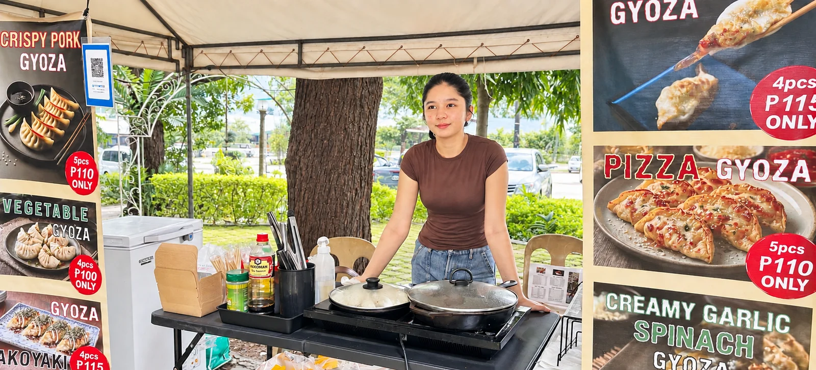 Preparing gyoza at a House of Gyoza stall
